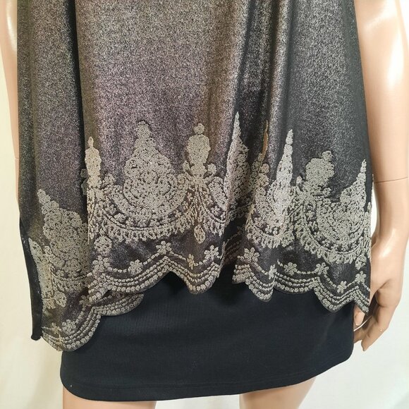 Y2K Babydoll Halter Top Bronze Glitter Metallic XL Party Cocktail Going Out Top - Picture 7 of 9